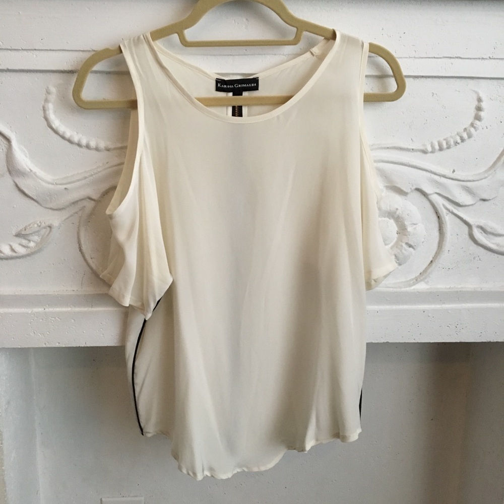 Karina Grimaldi silk cold shoulder blouse